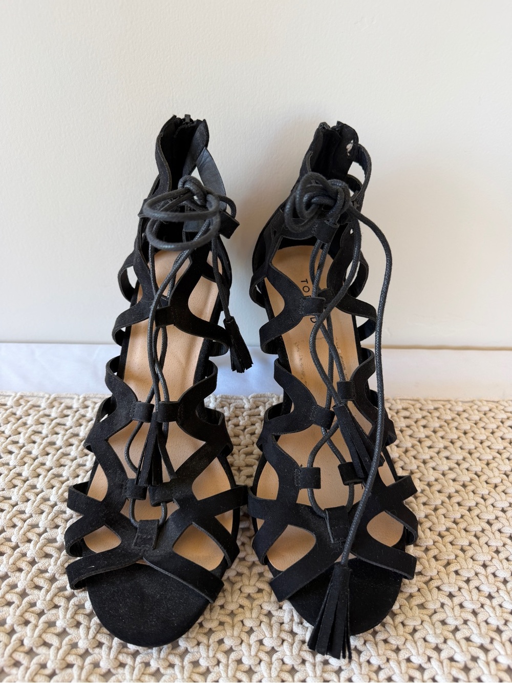 torrid Black Lace-Up Cutout Gladiator Heels
